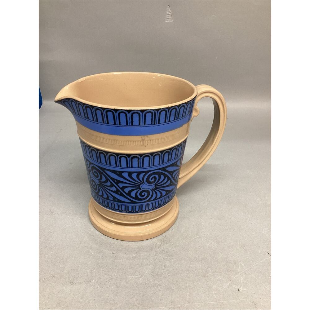 Antique Copeland Blue Colored Jug W/ Rouletted Decoration - c. 1870’s